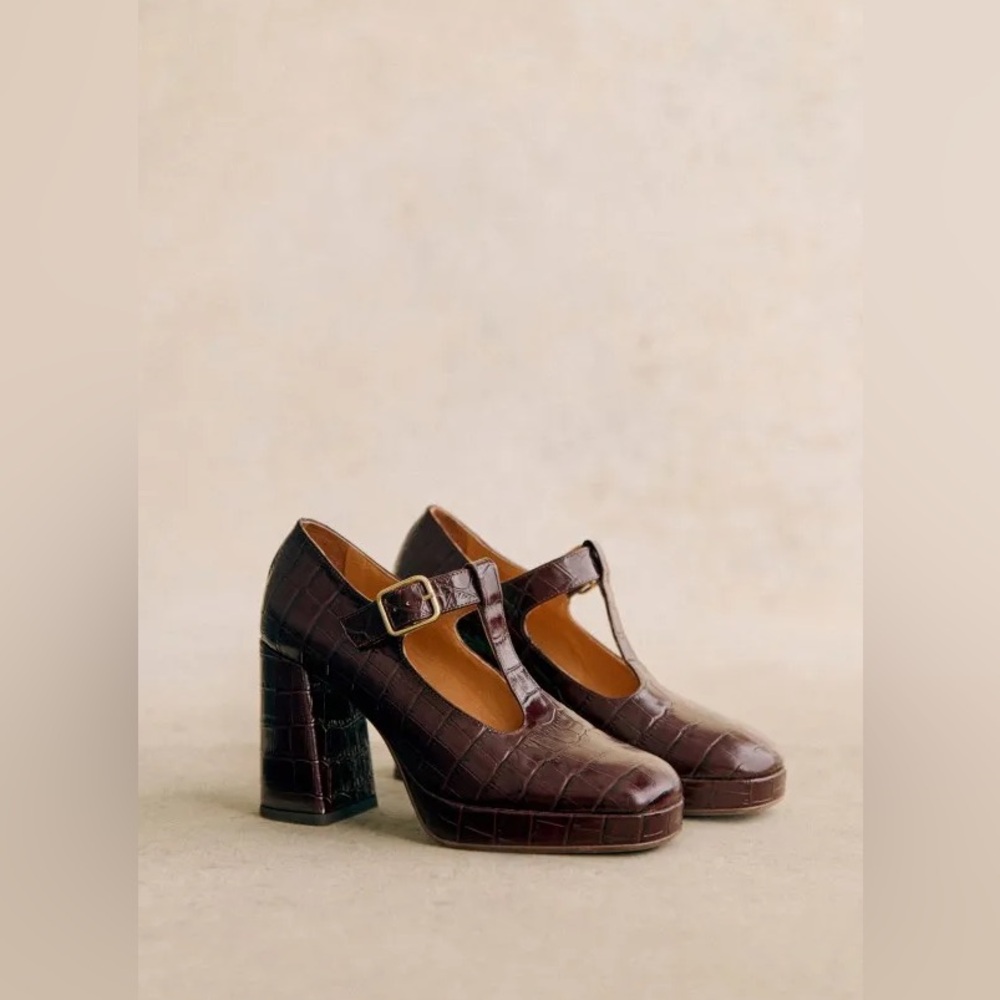 Sézane Monique High Mary Janes Brown Croco FR 39 / US 8 - Picture 2 of 10